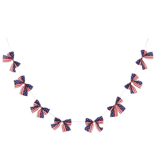 6ft. Red, White &#x26; Blue Bow Garland by Celebrate It&#x2122;